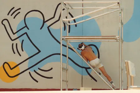 Keith Haring painted the&nbsp;170-foot-long mural on a hot summer day in 1987.