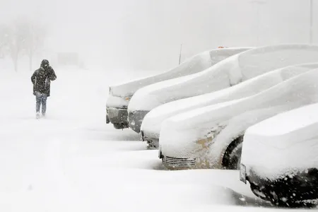 A scene from a lake-effect snow storm last year in Evans, New York