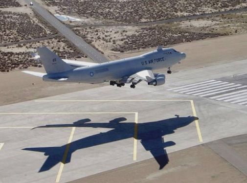 Testing the new airborne laser.