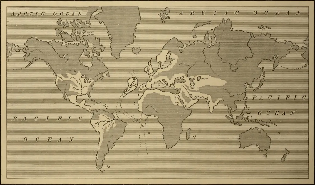 A map from Donnelly's book showing the supposed extent of Atlantis