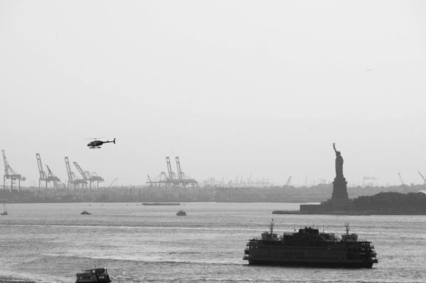 The Statue of Liberty as seen from Brooklyn Bridge thumbnail