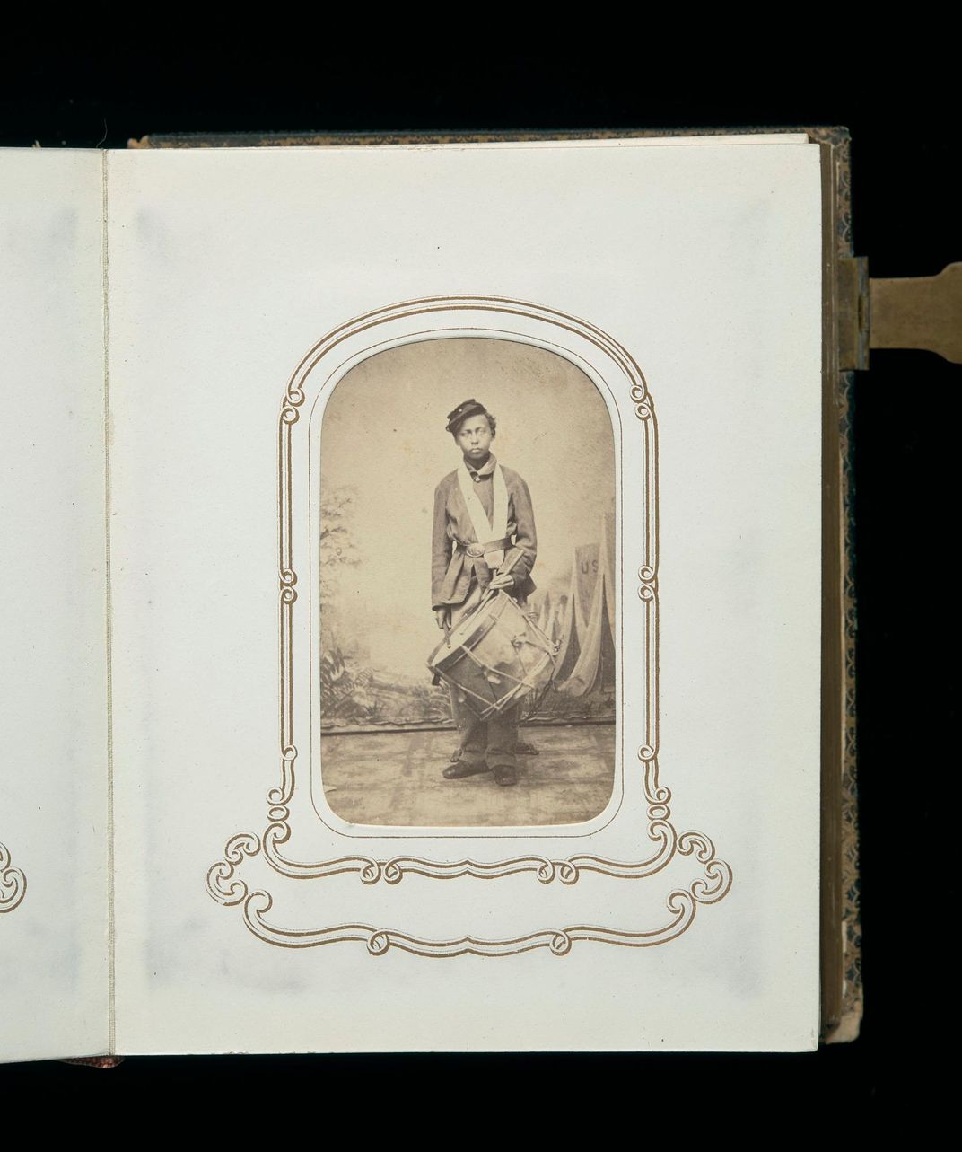 A drummer photographed by John Ritchie and included in a carte-de-visite album of the 54th Massachusetts Infantry Regiment