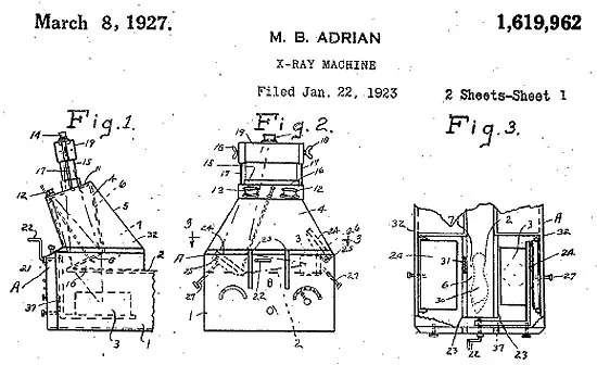 Patent drawing of the Adrian fluoroscopic shoe-fitting