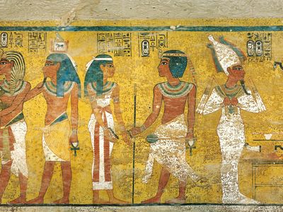 Wall painting from the tomb of Tutankhamun.