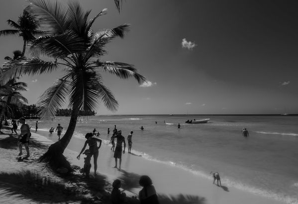 A black and white photograph of a beach in Dominican Republic thumbnail