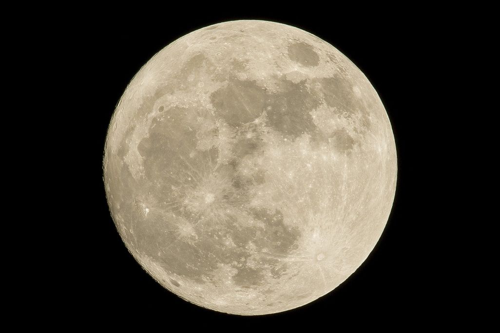 An image of the moon in front of a black sky. The moon is illuminated, and its craters is visible in various shades of white and gray.