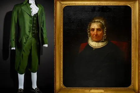 A suit worn by actor Lin-Manuel Miranda for the popular Broadway hit Hamilton  and a mid-1800s portrait of Elizabeth Schuyler Hamilton by Daniel Huntington arrive at the Smithsonian.