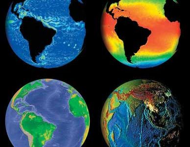 "Science on a Sphere" illustrates satellite data on multiple aspects of the ocean.