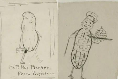 Two of Antonio Gentile's original Mr. Peanut sketches from 1916.
