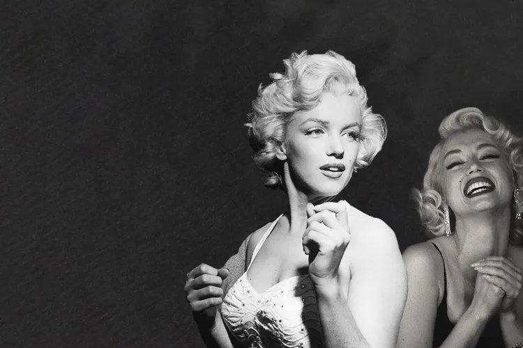 Illustration of Marilyn Monroe and Ana de Armas as Monroe in "Blonde"
