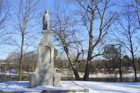 The statue of Hannah Dunston has been vandalized with red paint in recent months
