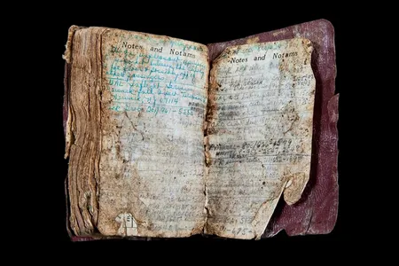 Flight attendant Lorraine Bay carefully recorded every flight she worked in this log book, found near the wreckage of Flight 93 in Shanksville, Pennsylvania.