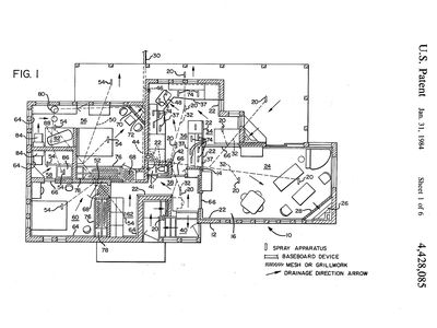 Frances Gabe's 1984 patent shows the floor plan of her self-cleaning home