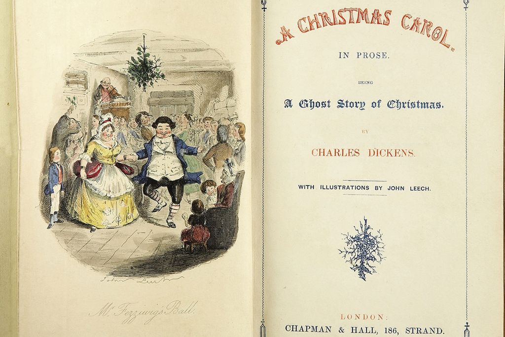 The title page of the first edition of Charles Dickens' A Christmas Carol