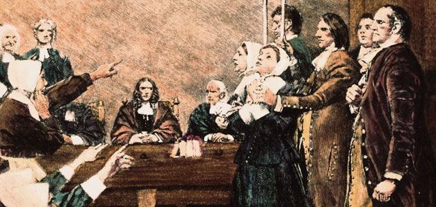 A girl is accused during the Salem Witch Trials