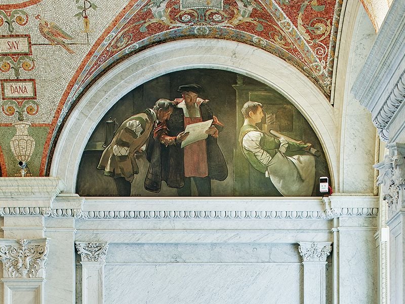 Wall painting representing the printing press