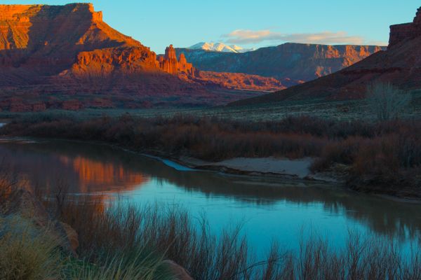 The Colorado River and Fisher Towers at Sunset thumbnail