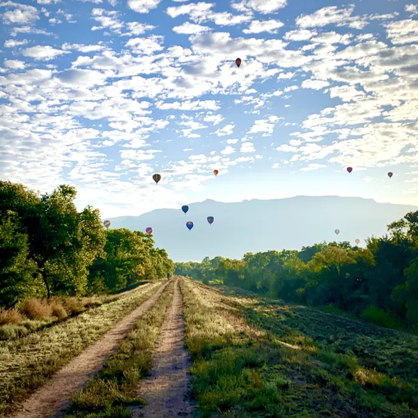 Hot Air balloons fronting the Sandia Mountains thumbnail