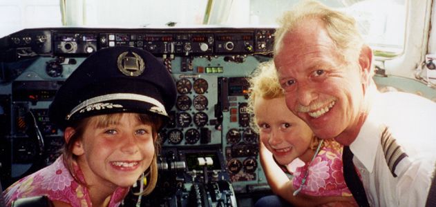 Sullenberger with his daughters in 2001 -- pre-fame