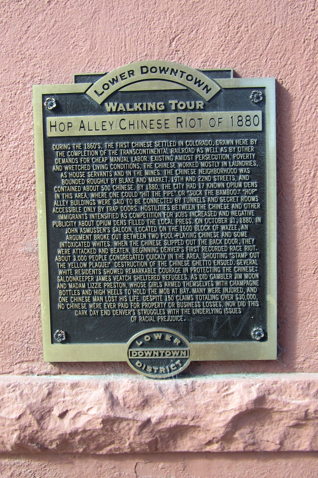 Denver anti-Chinese riot plaque