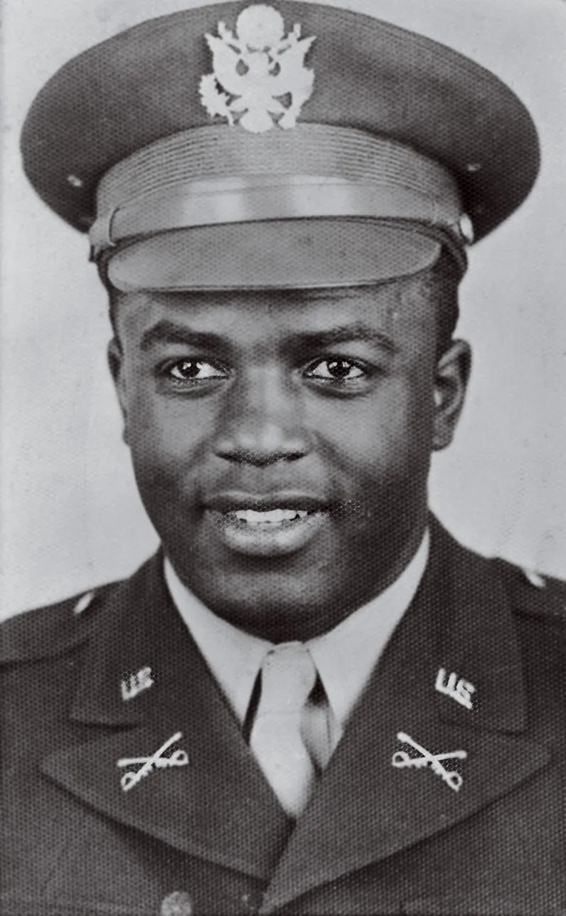 Jackie Robinson in a formal military portrait