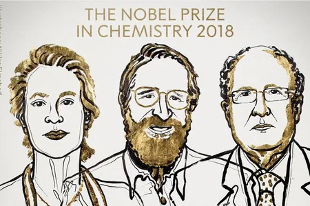 From L to R: Frances H. Arnold was recognized for her work in the directed evolution of enzymes, while George P. Smith and Sir Gregory Winter were honored for the phage display of peptides and antibodies