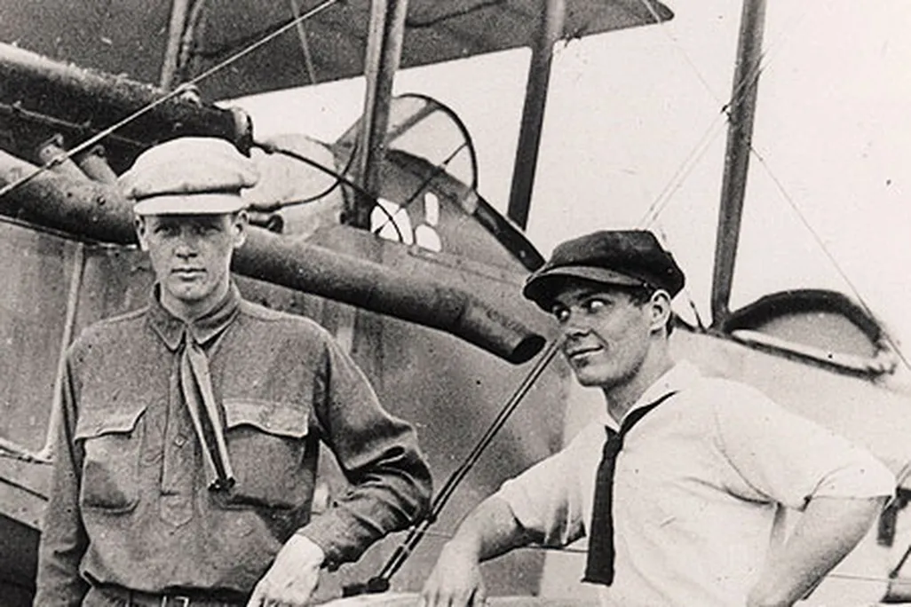 Charles Lindbergh (left) and Harlan Gurney