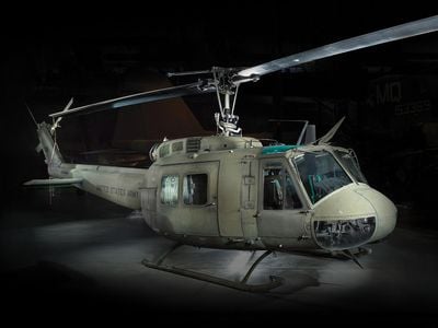 The Museum’s Huey served with four units in Vietnam between 1966 and 1970. Though now painted in National Guard livery, it retains an XM52 smoke generator similar to the one it carried for the 11th Combat Aviation Air Battalion.