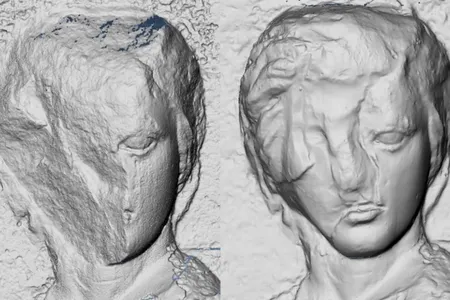 The Elgin cast, seen on right, reveals sculptural details lost today.