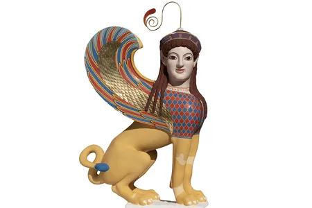 Reconstruction of marble finial in the form of a sphinx (detail), 2022, by&nbsp;Vinzenz Brinkmann and Ulrike Koch-Brinkmann