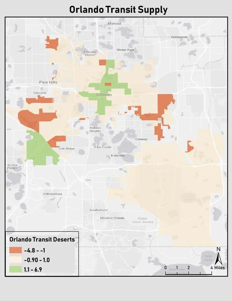 Transit deserts in Orlando, Florida