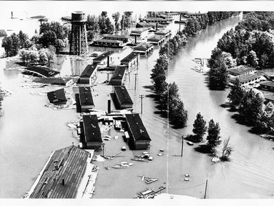 Aerial view of flooded area. Oregon Historical Society, Neg. 67585.
