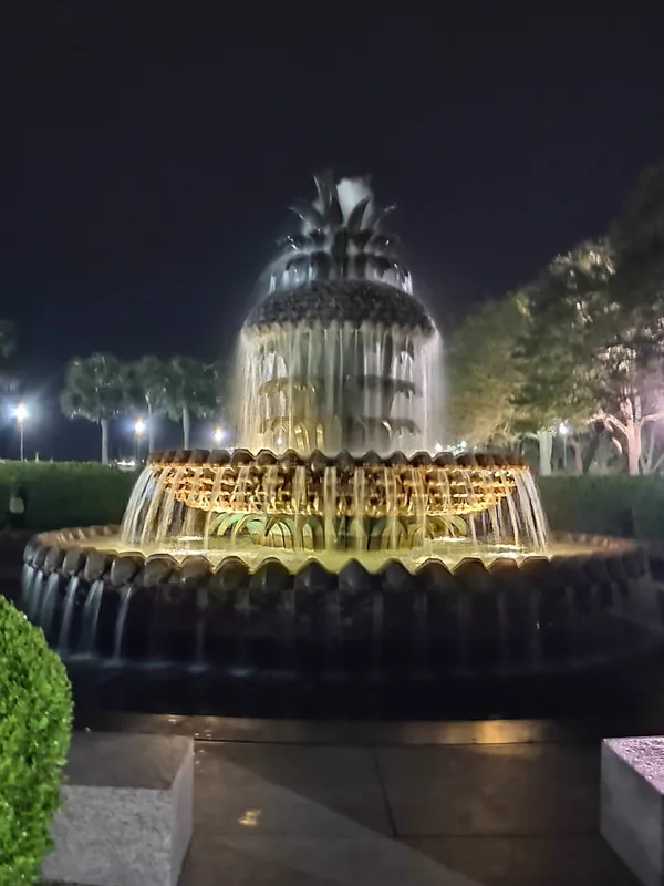 Pineapple Fountain at Night, Charleston, SC thumbnail