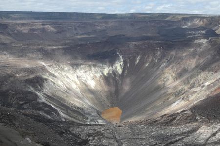A lake in the Halema‘uma‘u crater on Hawai’i’s Kīlauea volcano