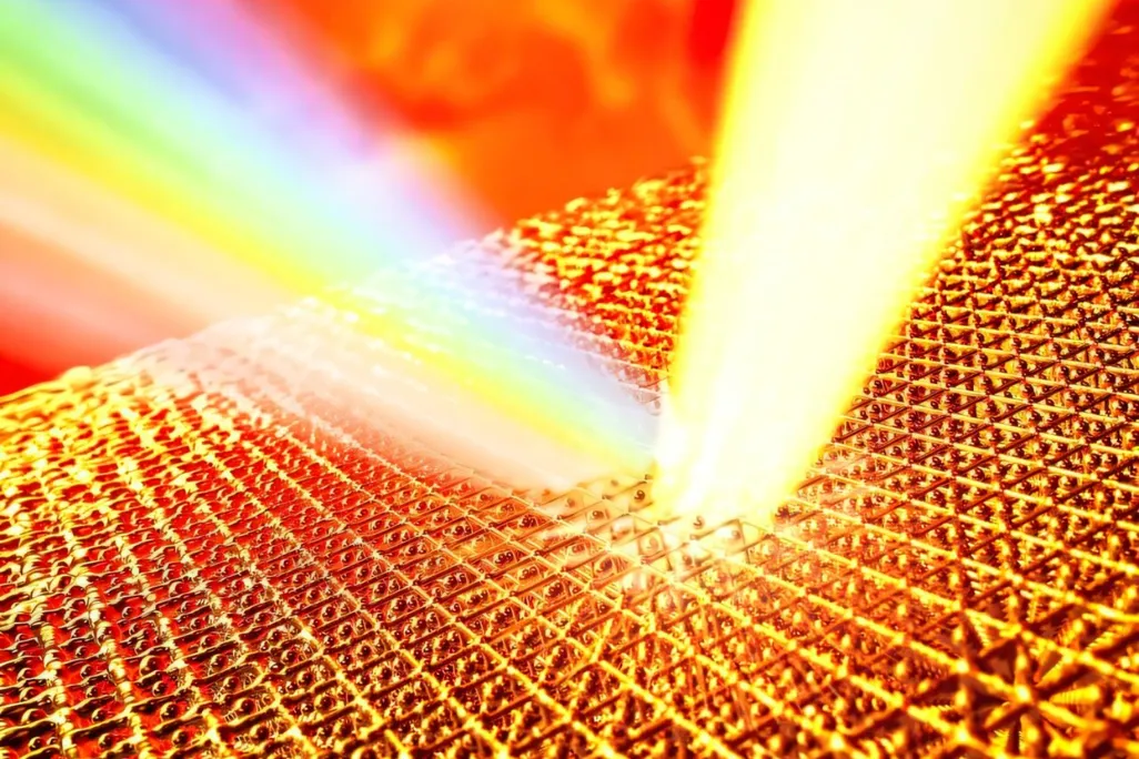 illustration of energy bouncing off gold atoms