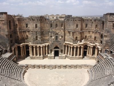 A Roman amphitheater in Bosra, Syria. Bosra, a UNESCO World Heritage site, has been damaged by civil war. 