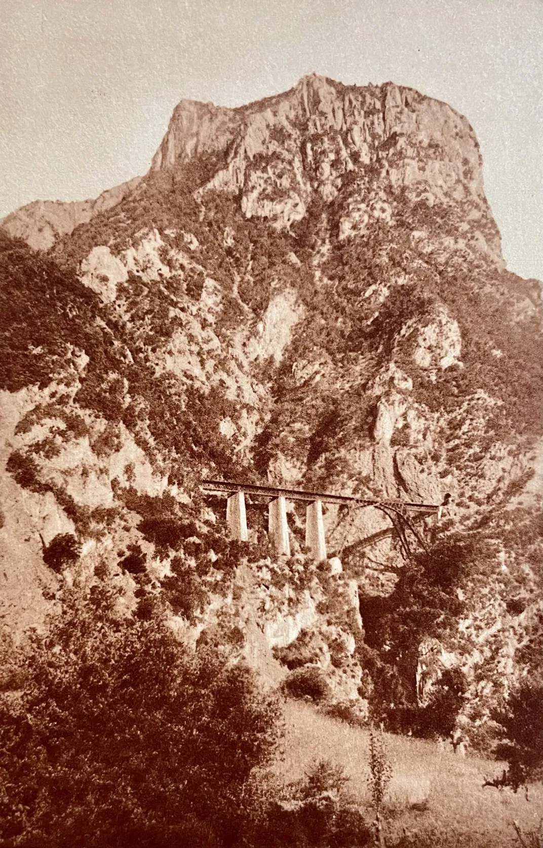 An undated postcard showing the original Asopos Viaduct targeted by the Allies in 1943