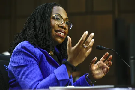 Judge Ketanji Brown Jackson testifies during her confirmation hearing before the Senate Judiciary Committee on March 23, 2022.