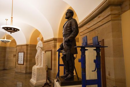 As of Monday morning, a statue of Confederate commander Robert E. Lee no longer stands in the U.S. Capitol's Crypt.