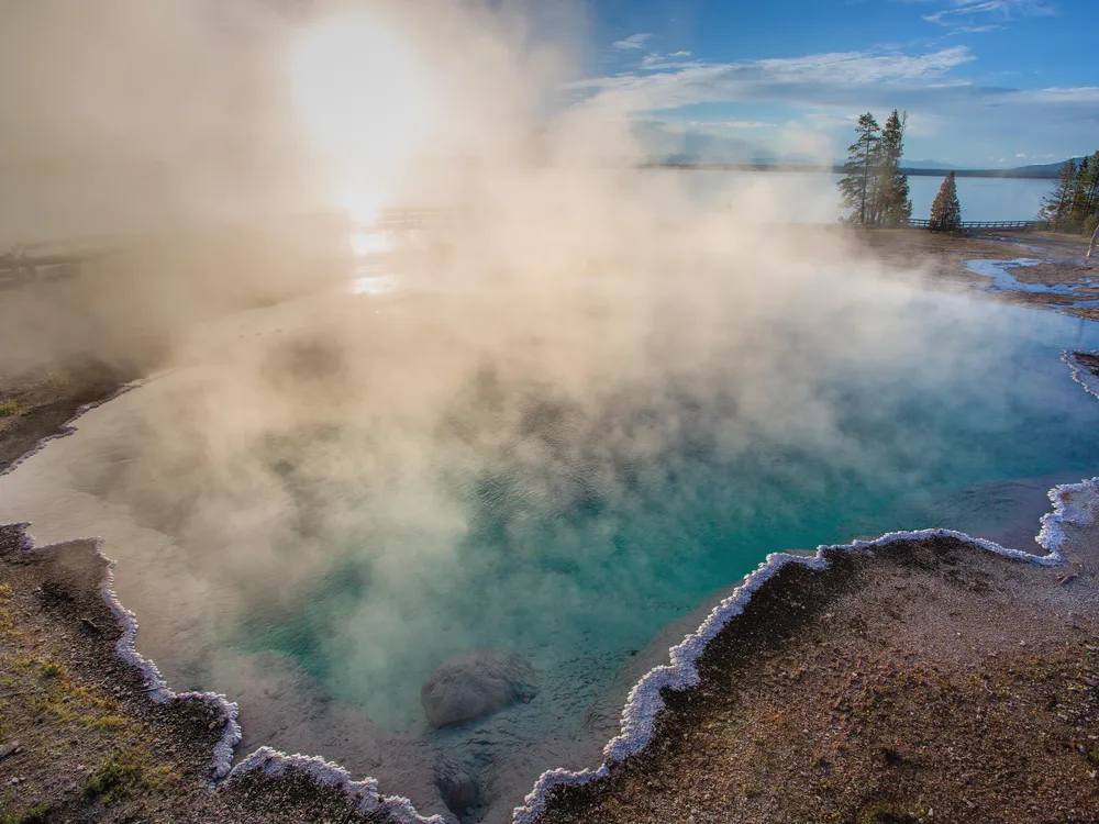 West Thumb Geyser Basin, the largest geyser basin on the shores of Yellowstone Lake.