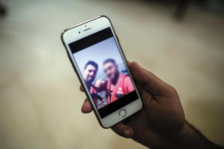 Guided only by phone GPS, Salar, left, and Saif crossed the Aegean. “I downloaded every possible map,” says Salar.