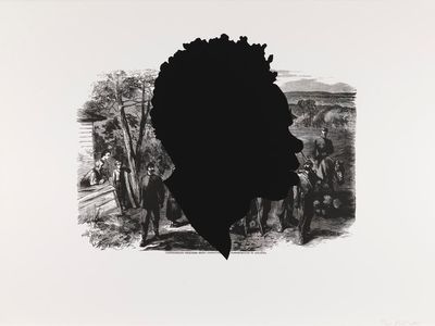 Confederate Prisoners Being Conducted from Jonesborough to Atlanta by Kara Walker, 2005, 
from the portfolio Harper's Pictorial History of the Civil War (Annotated)