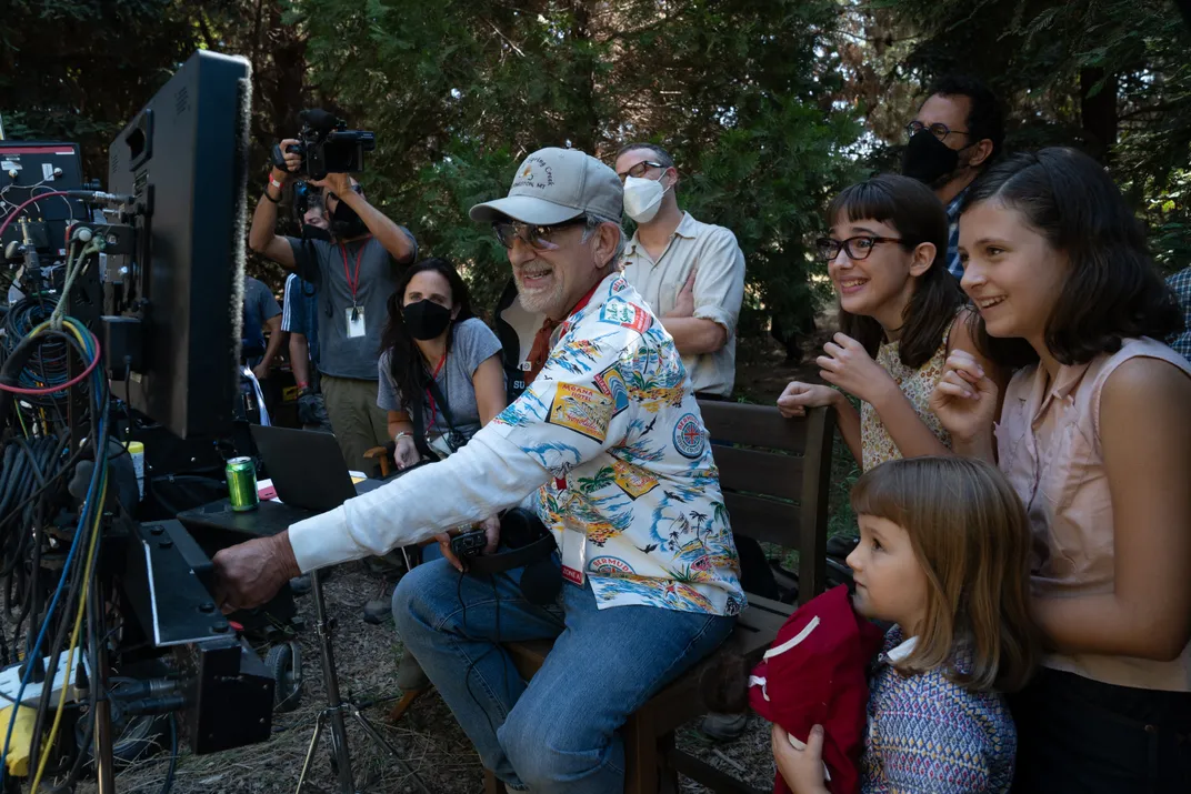 Steven Spielberg on the set of The Fabelmans