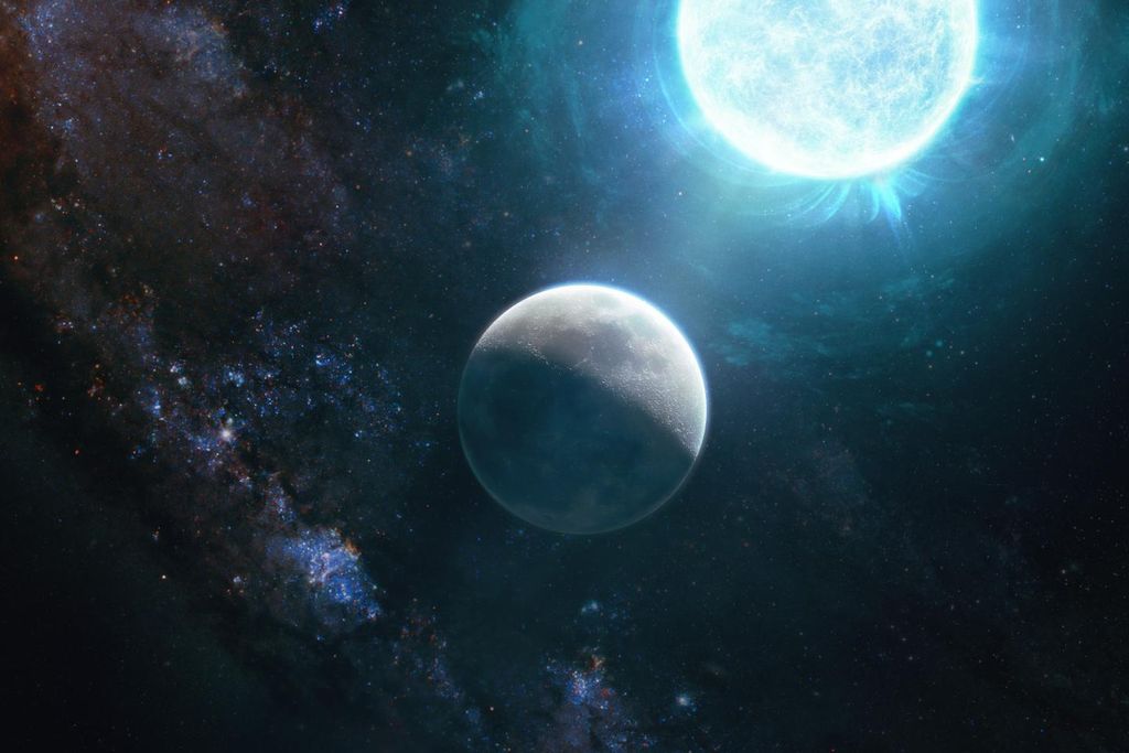 white dwarf star and the moon