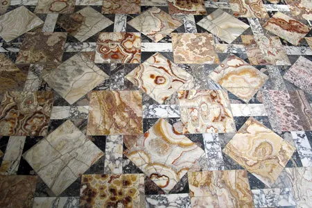 The gardens, which will go on view this spring in a subterranean museum, featured intricate marble designs.