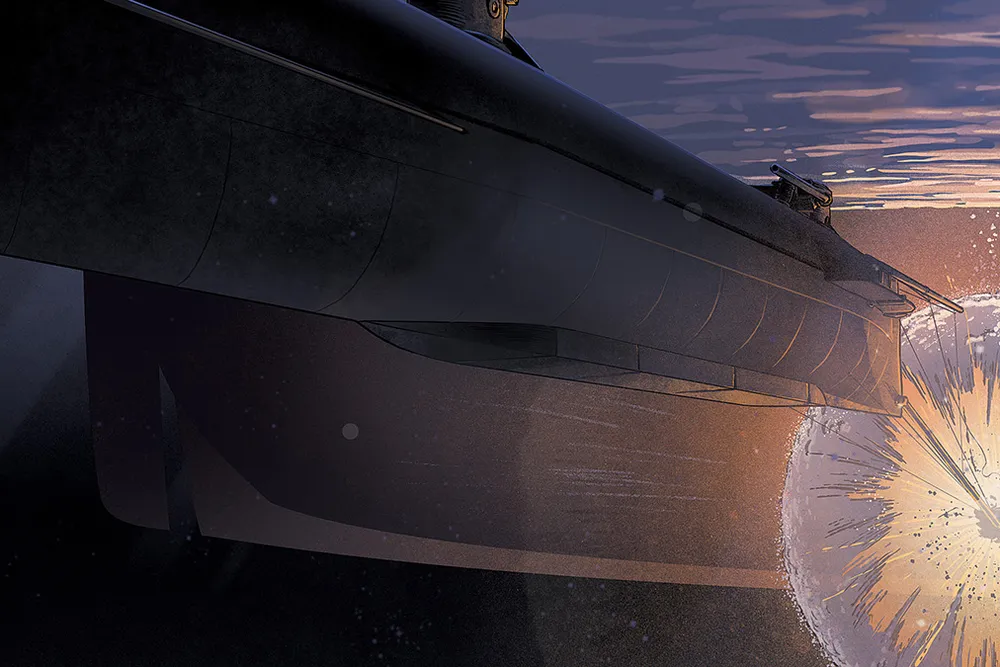 Submarine HL Hunley destroying the USS Housatonic - opener