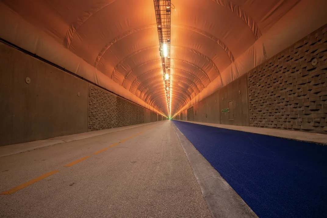 Dimly lit tunnel