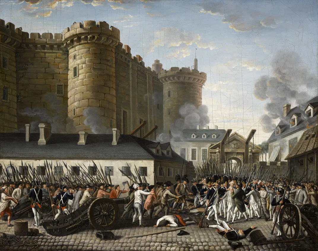A depiction of the Storming of the Bastille on July 14, 1789