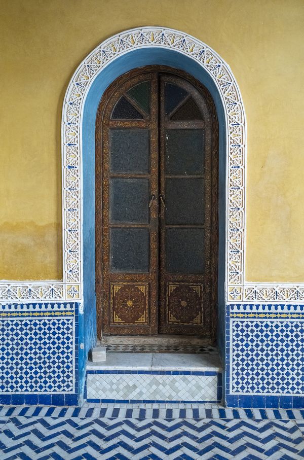 A door in Meknes, Morocco framed by mosaic tile thumbnail