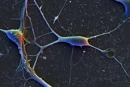 Human cortical neurons in the brain.